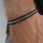 4 أساور شبابي أسود وفضي