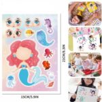 ورقة ملصقات وجه كرتوني بناتي