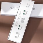 حلق نسائي أنيق لون أخضر وفضي