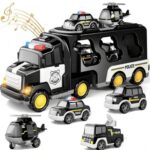 سيارة نقل شرطة مع 4 سيارات