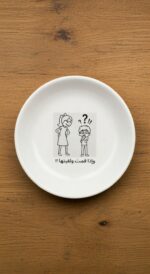 صحن صغير مكتوب عليه وإذا قمت ولقيتها